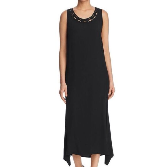 Kobi Halperin Womens Keira Black Braided Asymmetric Maxi Dress M - Picture 1 of 7